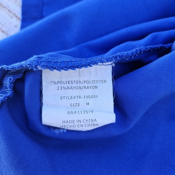 Made 2 Love Blue and Gray V-Neck Scrub Top Size M - Picture 7 of 7